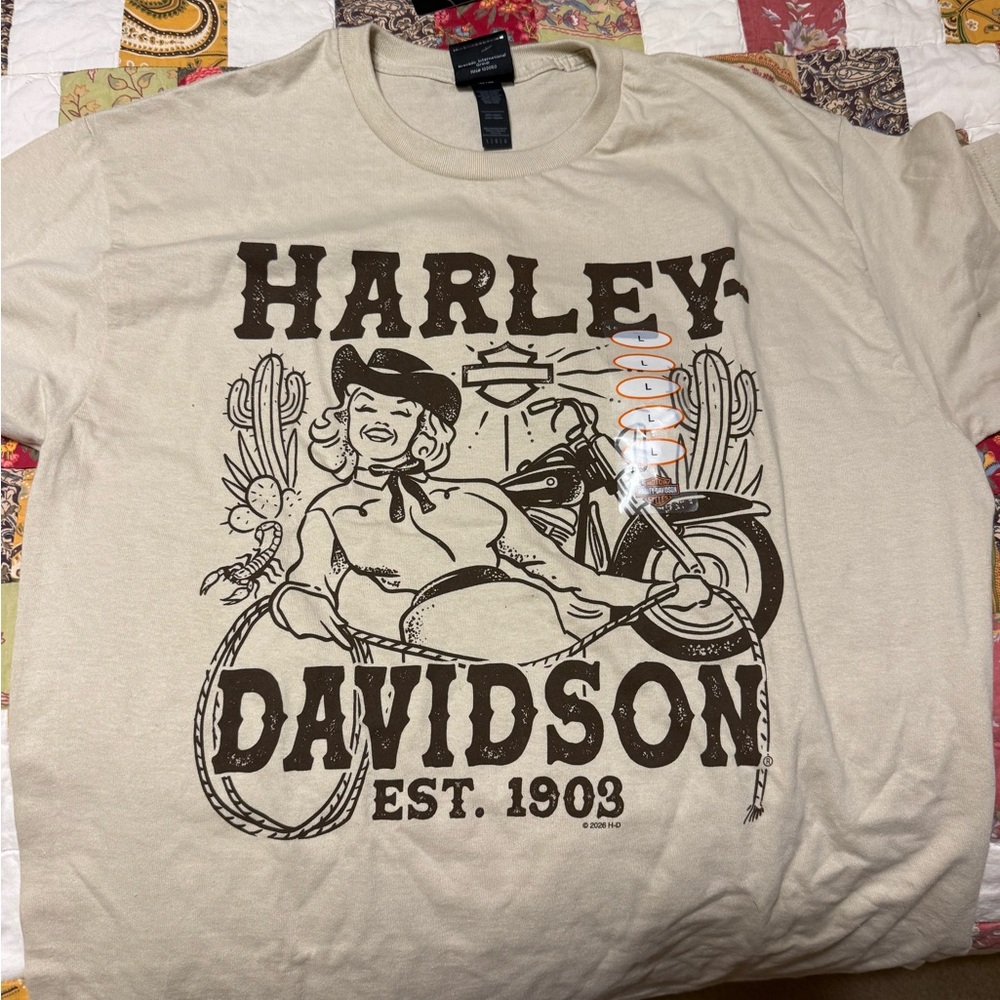 Harley-Davidson Beige Short-Sleeve Graphic Logo Tee